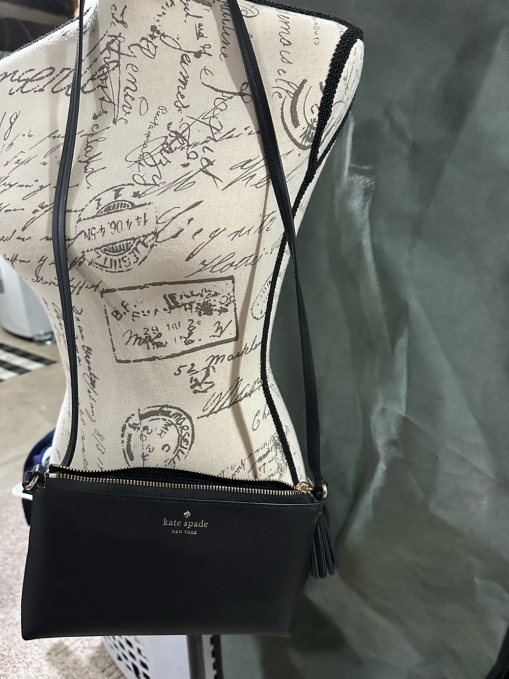kate spade Black Leather Crossbody with Tassel